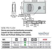 LOQUET DE BAIE COULISSANTE AFFLEURANT ALUMINIUM SOUTHCO MF-01-110-60