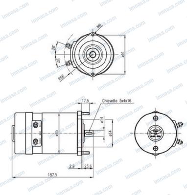 Moteur de guindeau 12V 700W 2 bornes arbre Ø 14 mm CIMA 1915 OEM 30807N