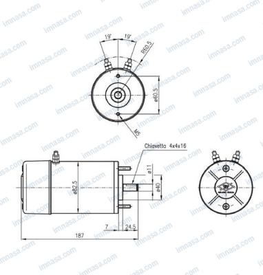 Moteur de guindeau 12V 500W 2 bornes arbre Ø 11 mm CIMA 1915 OEM 30842