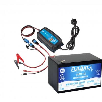 Batterie Lithium Fulbat 12Ah - FLP12-12 + Chargeur VICTRON BLUESMART