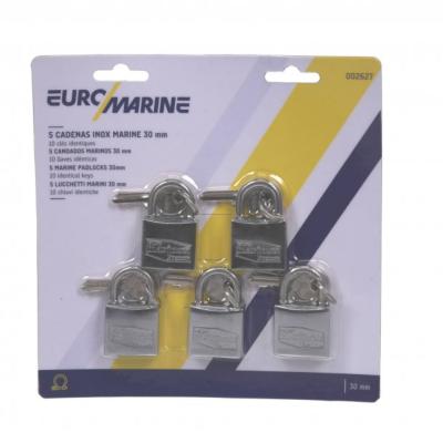 Lot 5 cadenas Marinox - 30mm (10 clés identiques)