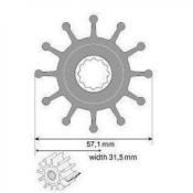 Turbine néoprène ø16mm axe à clavette intérieure 10 pales ø57mm JABSCO 1210-0001-P