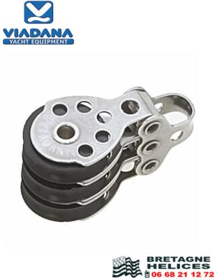 MICRO POULIE TRIPLE FIXE INOX Ø 25 MM VIADANA 09.64