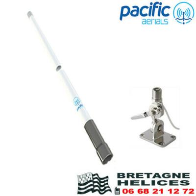 ANTENNE VHF PVC BASE INOX 1.80M 6 dB PACIFIC AERIALS P6121 LongReach Pro + P6159