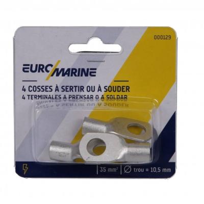 4 COSSES À SERTIR OU À SOUDER POUR CÂBLE 35MM2 Ø 10.5MM EUROMARINE 000129