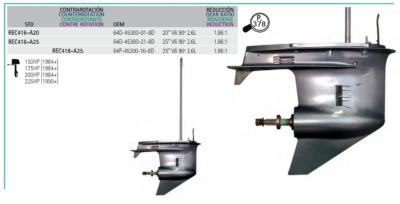 EMBASE COMPLETE CONTRE ROTATION YAMAHA 150, 175, 200, 225CV V6 (1984+) OEM 64P-45300-10-8D, 64P-45300-13-8D