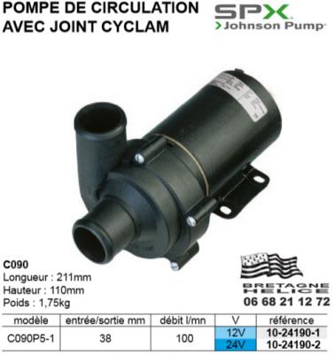 POMPE CENTRIFUGE C090P5-1 AVEC JOINT CYCLAM 100L/min 24V JOHNSON 10-24190-2