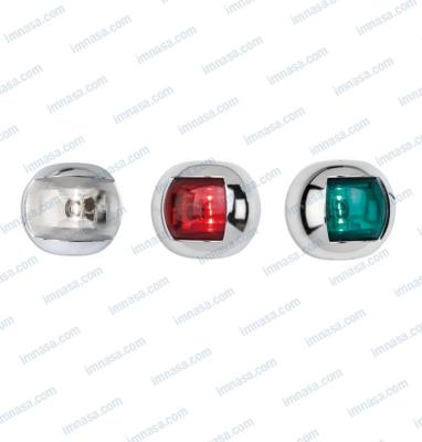 LOT DE 3 FEUX DE NAVIGATION A LED 70 MM INOX